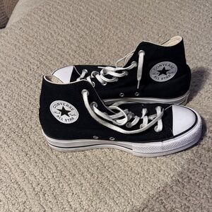 Converse Women's Platform Black and White High-Top Sneakers